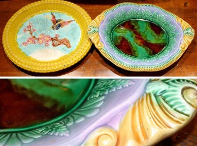 Lot 242 - Victorian Majolica Two-Handled Dishes Together...