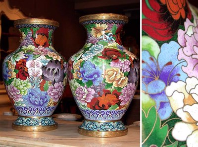 Lot 258 - Pair of Asian Cloisonne Vases
