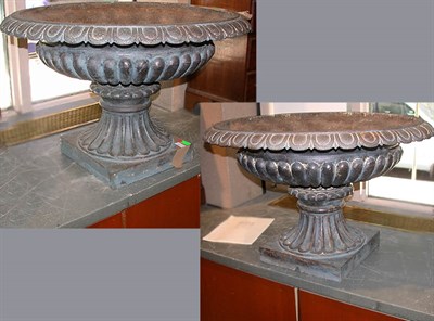 Lot 456 - Pair of Victorian Iron Garden Urns on Stand