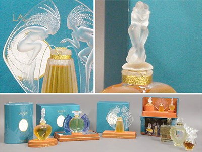 Lot 543 - Group of Eight Lalique Glass Perfume Bottles...