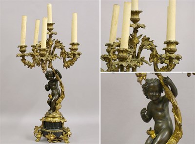 Lot 592 - Louis XVI Style Gilt-Bronze Five-Light...