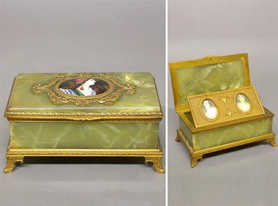 Lot 508 - Enamel and Gilt-Metal Mounted Onyx Box Length...