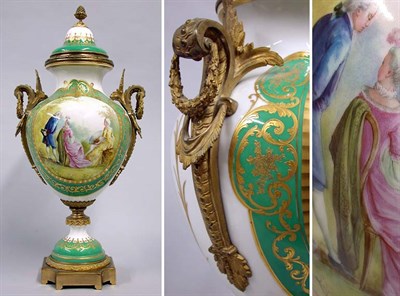 Lot 323 - Sevres Style Gilt-Bronze Mounted Porcelain Urn...