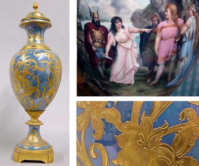 Lot 322 - Sevres Style Porcelain Vase with Cover...