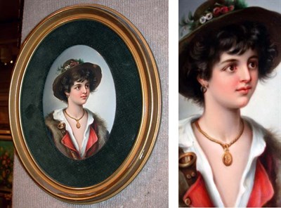 Lot 332 - Continental Porcelain Oval Plaque Depicting an...