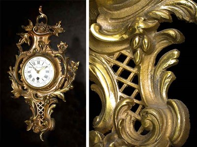 Lot 138 - Louis XV Style Brass Cartel Clock The case...