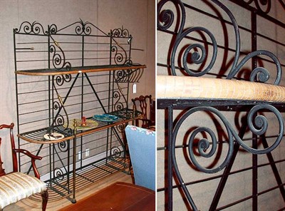 Lot 242 - Continental Brass and Wrought Metal Baker's Rack