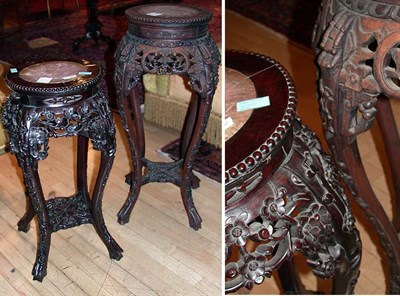 Lot 328 - Two Chinese Rosewood Jardiniere Stands Height...