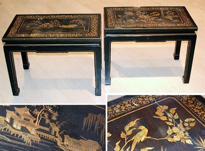 Lot 2414 - Pair of Ming Style Lacquered Side Tables