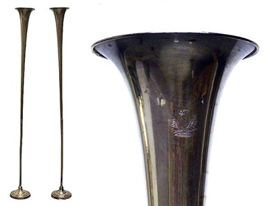 Lot 486 - Pair of Silver Plated Horns Each fitted as a...