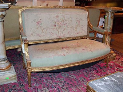 Lot 301 - Louis XVI Style Gilt-Wood Upholstered Settee