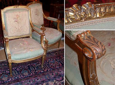 Lot 302 - Pair of Louis XVI Style Tapestry Upholstered...