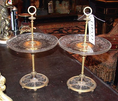 Lot 541 - Pair of Lobmeyr Cut Glass and Gilt-Bronze...