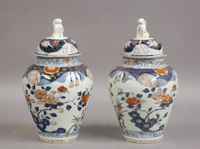 Lot 588 - Pair of Imari Porcelain Jars and Covers Vases...