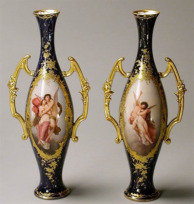 Lot 357 - Pair of Vienna Style Porcelain Two-Handled...