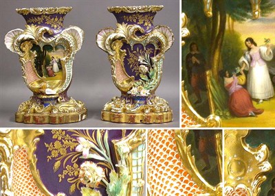 Lot 605 - Pair of Old Paris Porcelain Vases Each with...