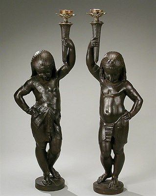 Lot 289 - Pair of Egyptian Revival Iron Figural...