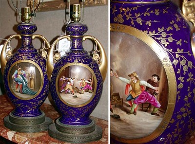 Lot 425 - Pair of Old Paris Porcelain Vases Each...