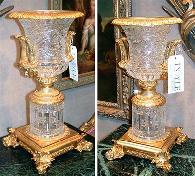 Lot 255 - Pair of Empire Style Gilt-Bronze Mounted Glass...