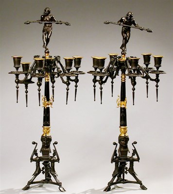 Lot 246 - Pair of Greek Revival Style Bronze Figural Six-...