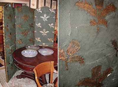 Lot 273 - Leather Bound Three-Panel Screen