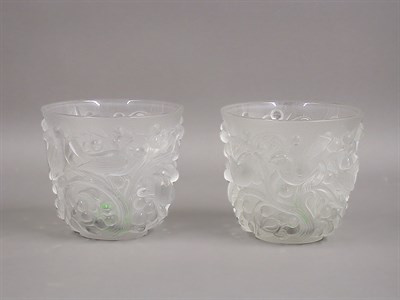 Lot 532 - Pair of Lalique Colorless Glass Avalion Vases...