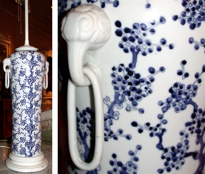 Lot 381 - Chinese Blue and White Porcelain Lamp