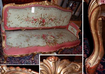 Lot 183 - Louis XV Style Gilt-Wood Canape Attributed to...