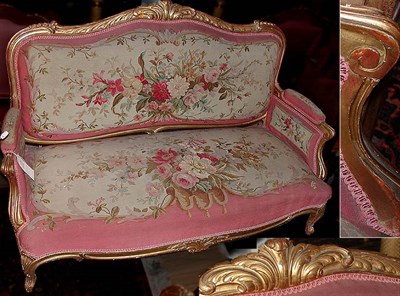 Lot 185 - Louis XV Style Gilt-Wood Canape Attributed to...