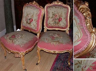 Lot 184 - Set of Six Louis XV Style Gilt-Wood Side...