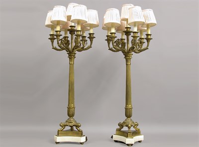 Lot 381 - Pair of Louis XVI Style Bronze Seven-Light...