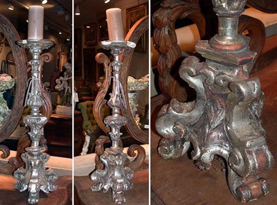 Lot 251 - Pair of Rococo Style Silvered Wood Altar...