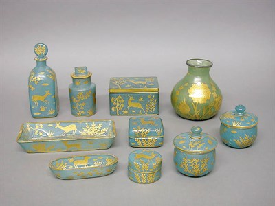 Lot 600 - Group of Enameled Glass Dresser Articles...