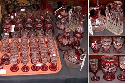 Lot 175 - Group of Ruby Flashed Cut to Clear Glass...