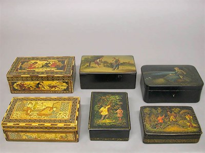 Lot 154 - Group of Four Russian Lacquered Boxes Together...