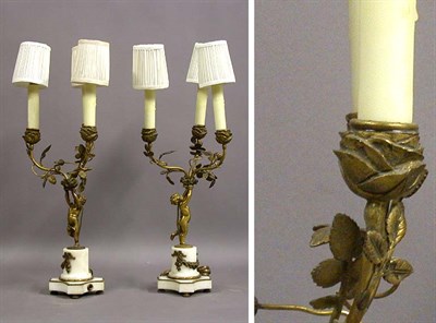 Lot 171 - Pair of Louis XVI Style Gilt-Bronze Figural...
