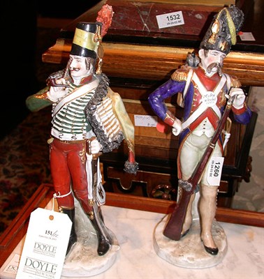 Lot 151 - Pair of Continental Porcelain Military Figures...