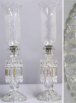 Lot 466 - Pair of Baccarat Pressed Glass Lustres Each...