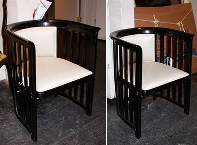 Lot 548 - Pair of Black Lacquered Bentwood Armchairs...