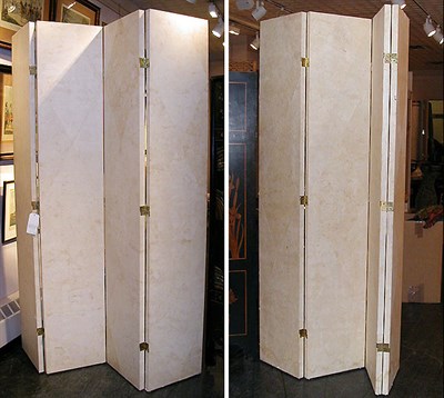 Lot 122 - Pair of Vellum Four-Panel Screens