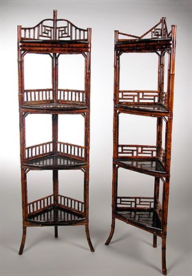 Lot 317 - Associated Pair of Bamboo Four-Tier Corner...