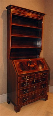 Lot 557 - Georgian Style Mahogany Bureau Bookcase Height...