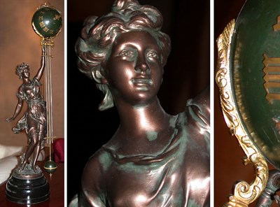 Lot 500 - Patinated-Metal Figural Clock
