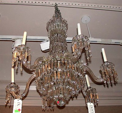 Lot 427 - Neoclassical Style Cut Glass Six-Light Chandelier