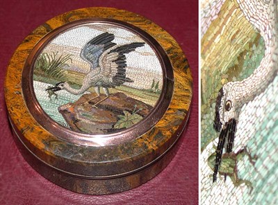 Lot 353 - Italian Micromosaic Box Depicting a kingfisher...