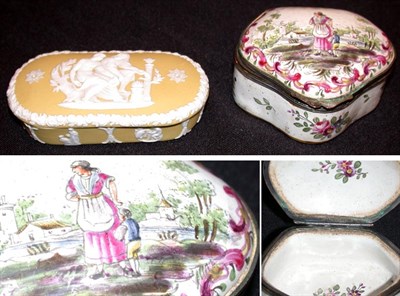 Lot 355 - Two Continental Boxes One faience, one...