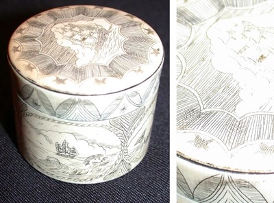 Lot 352 - Continental Scrimshaw Box Length 2 inches.