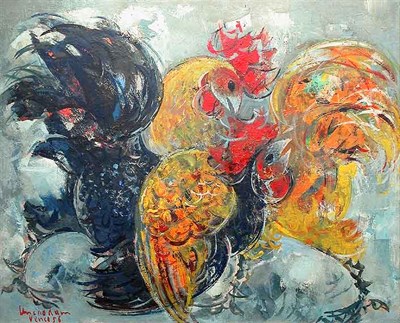 Lot 57 - Vu Cao Dam French, 1908-2000 COMBAT DE COQS...