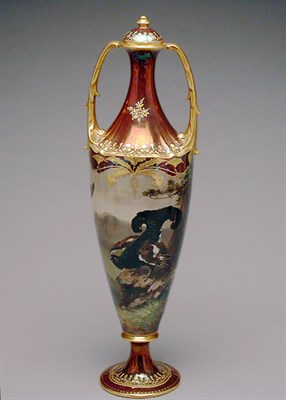 Lot 559 - Austrian Porcelain Two-Handled Vase and Cover...