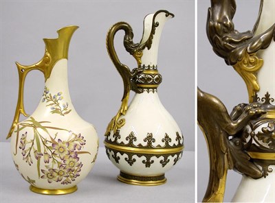 Lot 523 - Two Royal Worcester Porcelain Ewers One with...